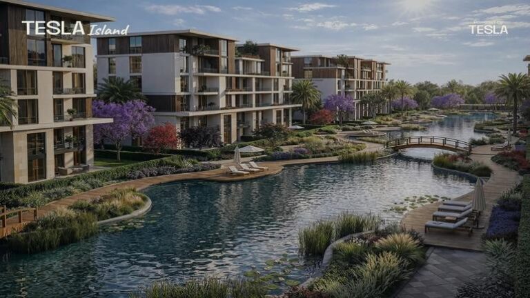 شقة للبيع 179م ارضي بجاردن في كمبوند تسلا ايلاند أكتوبر Tesla Island October