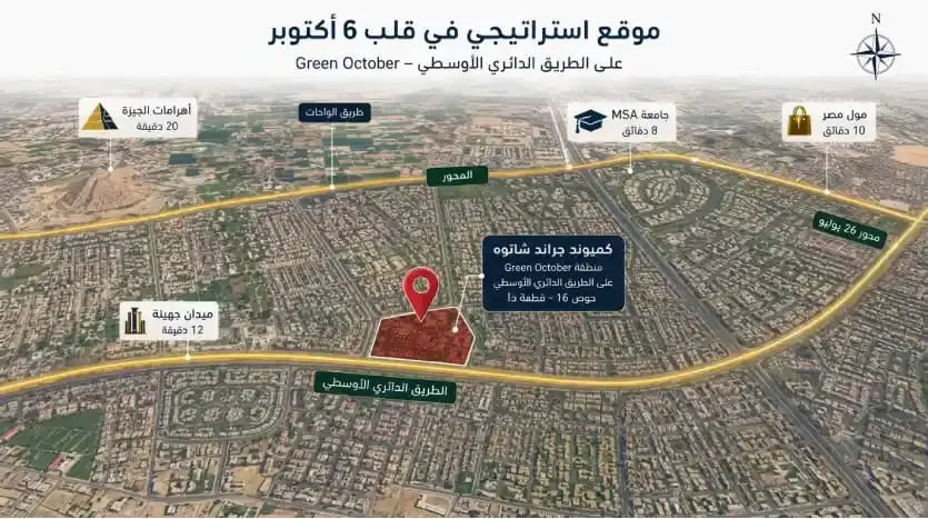 يتميز المشروع بموقع استراتيجي داخل منطقة Green October.