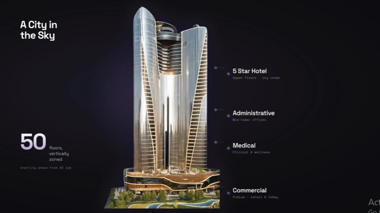 محل تجارى للبيع فى Ai Tower باطلالة على البرج الايقوني فى العاصمة الادارية