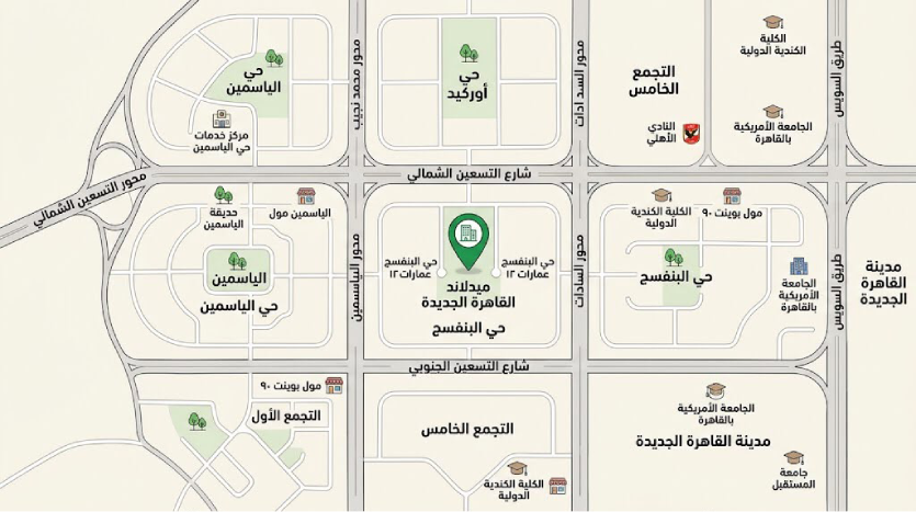 Location med land mall