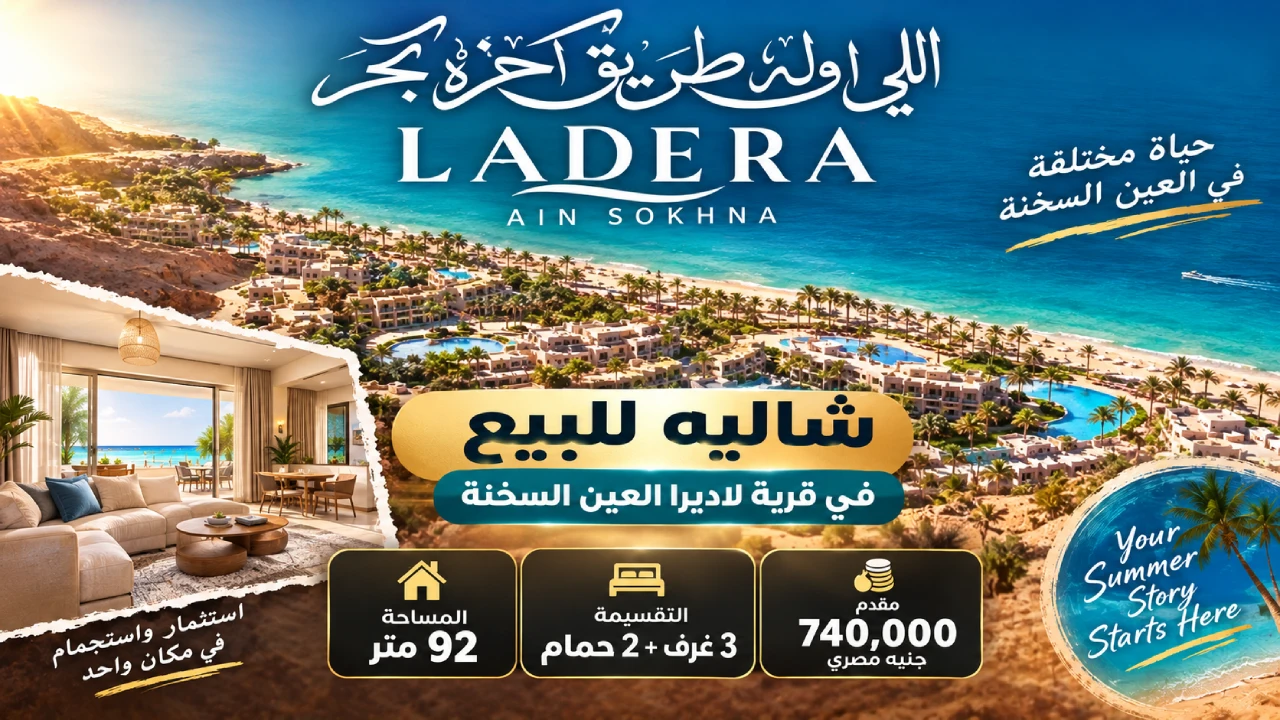 شاليه للبيع بالتقسيط على 10 سنين فى قرية لاديرا العين السخنة ladera ain el sokhna