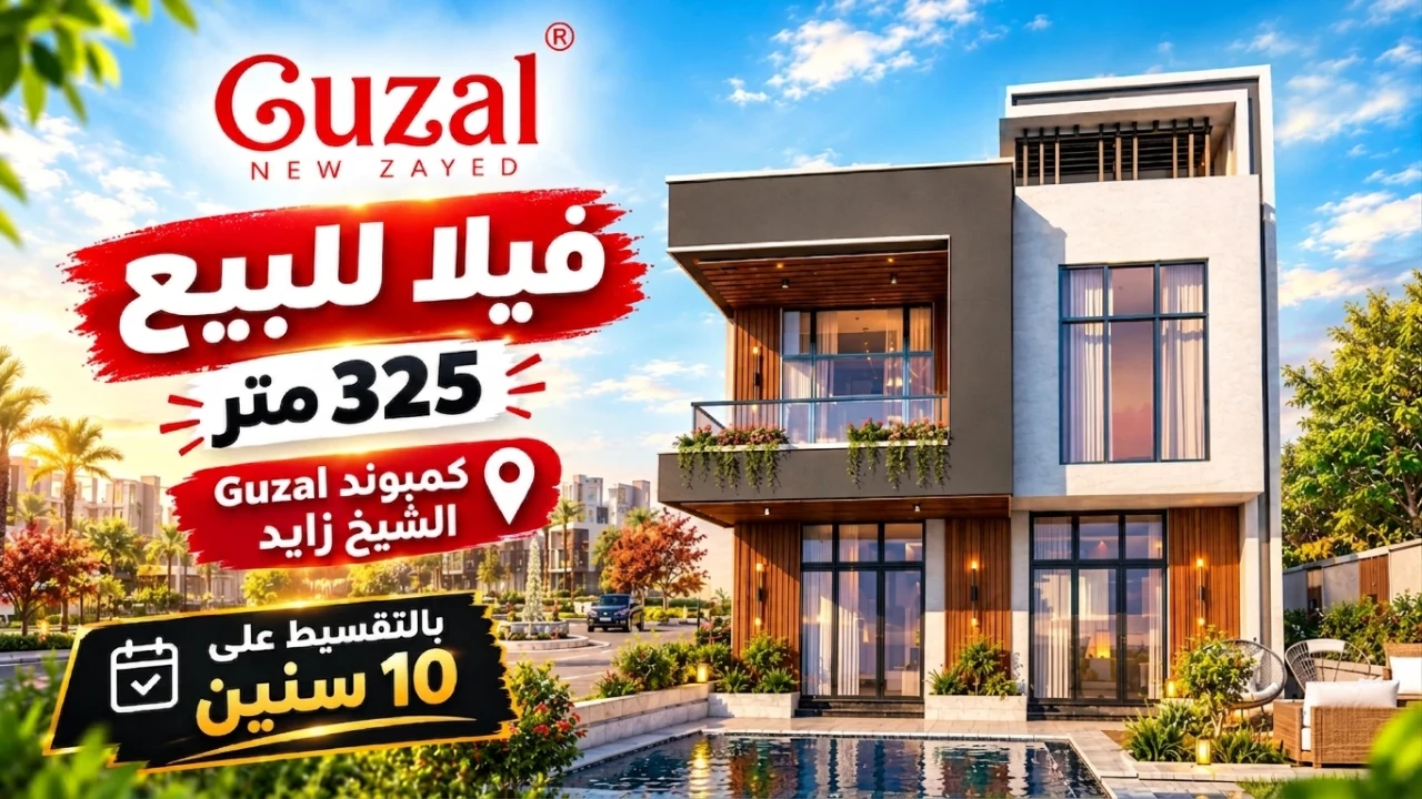 فيلا للبيع 325متر بجاردن فى زايد الجديدة فى كمبوند جوزال guzal