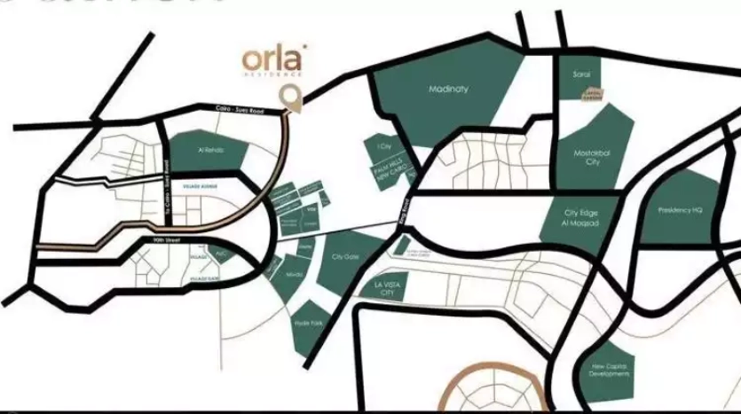شقة للبيع 137م في كمبوند اورلا ريزيدنس التجمع الخامس Compound Orla