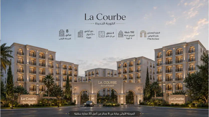 شقة للبيع 95م فيو مميز في كمبوند La Courbe October اكتوبر الجديده