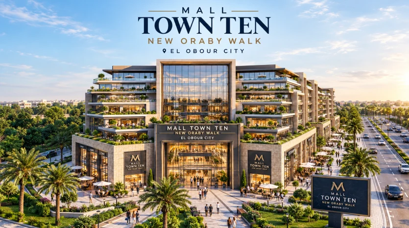 عياده  للبيع مساحة 34متر في مول تاون تن نيو أورابي ووك العبور Town Ten New Oraby Walk
