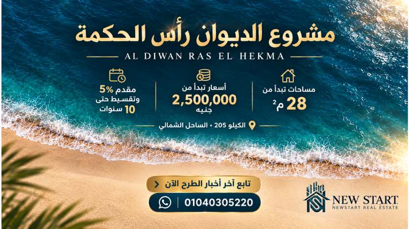مشروع الديوان رأس الحكمة Aldiwan الكيلو 205 مساحات وأسعار