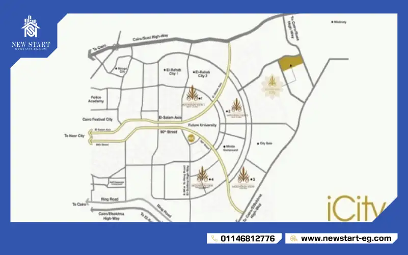 موقع كمبوند آي سيتي ماونتن فيو Mountain View I City