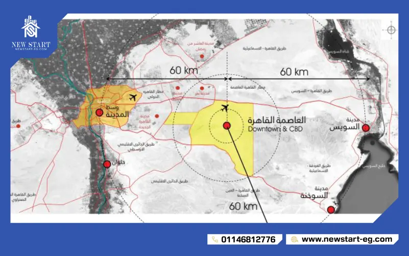 موقع العاصمة الإدارية الجديدة