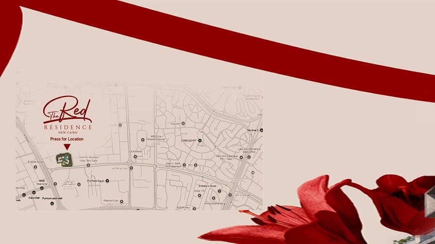 موقع كمبوند ذا ريد ريزيدنس القاهرة الجديدة