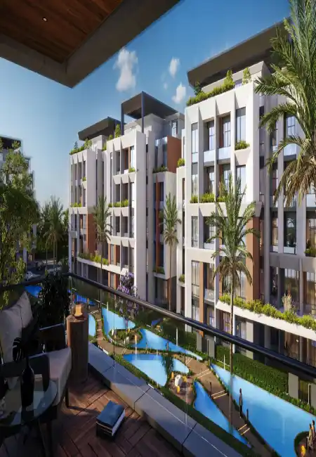 شقة للبيع 65متر متشطبة بالفرش و التكييفات فى كمبوند ذا ريزيدنس التجمع