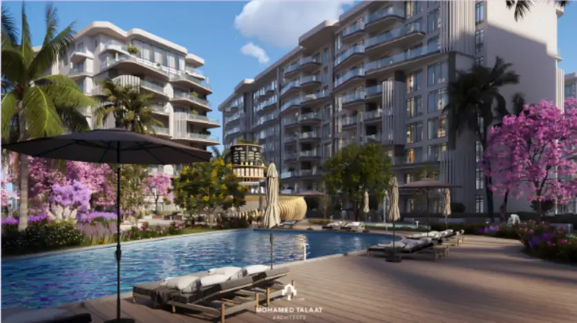 شقة للبيع 120متر بفيو جاردن فى كمبوند لاريفا العاصمة الادارية فى R8