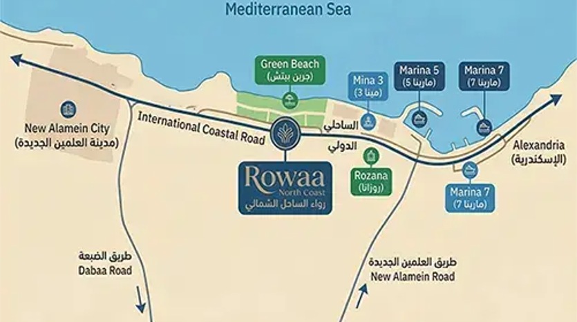 رواء الساحل الشمالي لوكيشن 