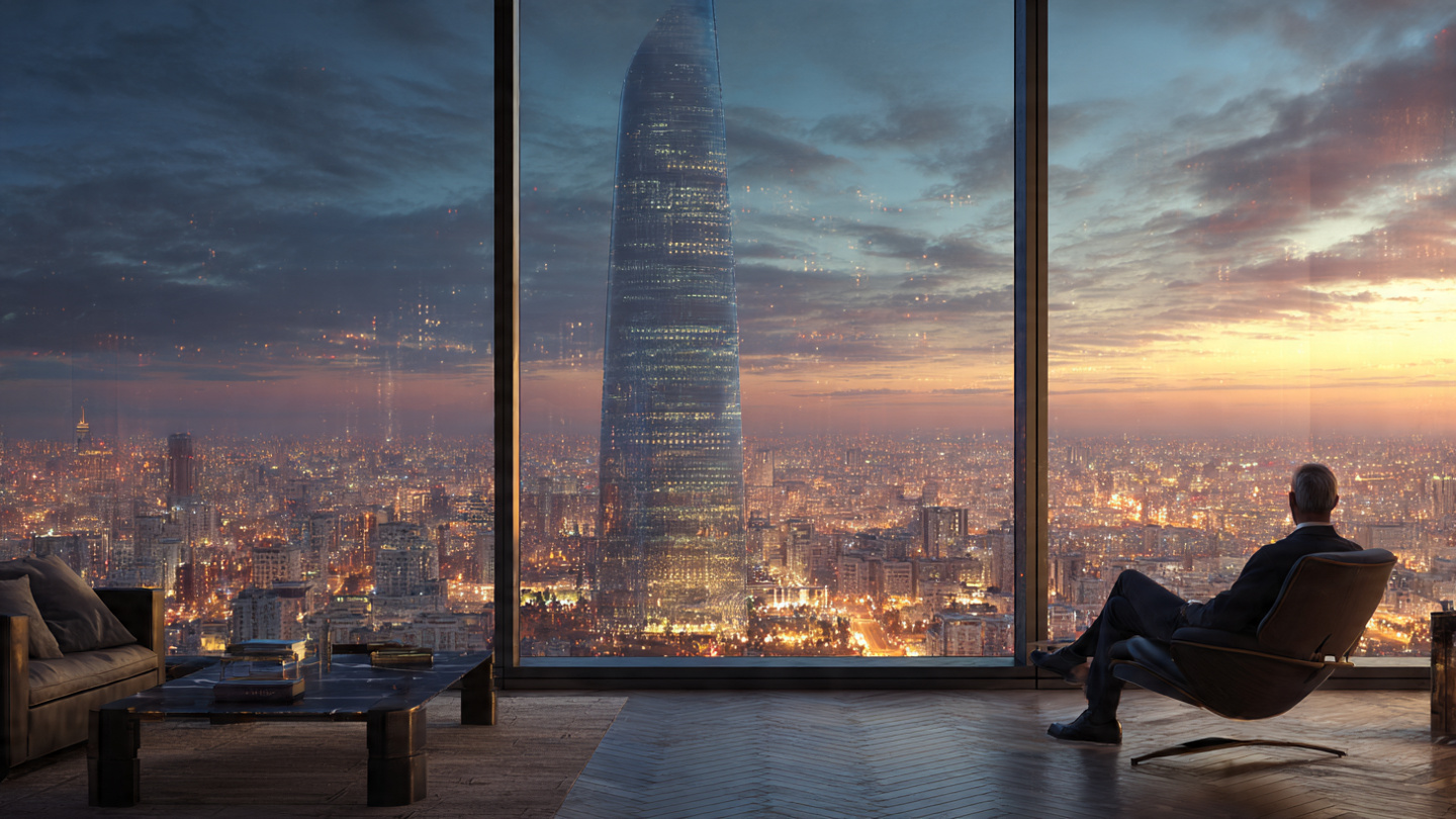 مكتب اداري 45 متر للبيع فيو برج ايقوني في يو ايكون العاصمة الإدارية